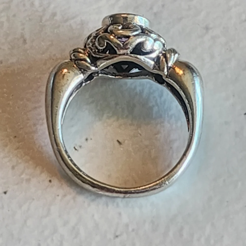 Sterling Silver 925 Ring Size 7 with Purple Gemstone Ornate Fine Jewelry Invest - Picture 5 of 5